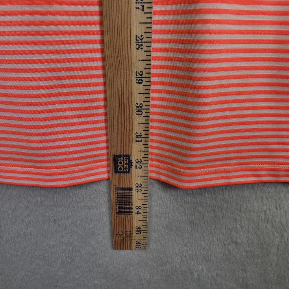Under Armour Golf Polo Shirt Mens XL Orange Green Striped Stretch Sports Outdoor